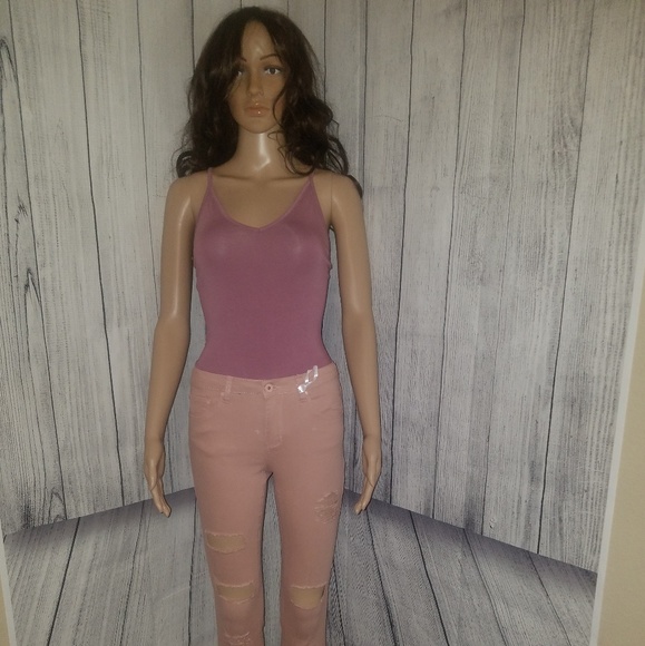 Mauve Criss Cross Body Suit - Picture 4 of 8